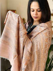 Sozni Hand Embroidery Dupatta in Pure Linen