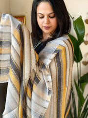 Grey Woven Pashmina Stripes Design Stole