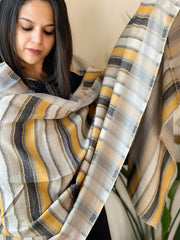 Grey Woven Pashmina Stripes Design Stole