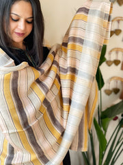 Off-White Woven Pashmina Stripes Design Stole