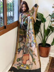 Handpainted Kalamkari Dupatta in Cotton
