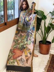 Handpainted Kalamkari Dupatta in Cotton