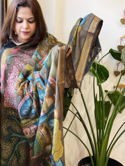 Handpainted Kalamkari Dupatta in Cotton