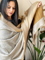 Brownish Grey Pashmina Shawl with Zari