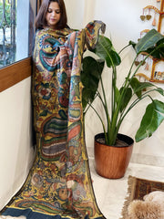 Handpainted Kalamkari Dupatta in Chanderi Silk