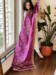 Purple Handwoven Rajkot Patola with Gotapatti Handwork in Pure Silk