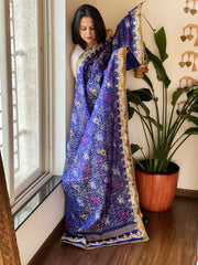 Blue Handwoven Rajkot Patola with Gotapatti Handwork in Pure Silk