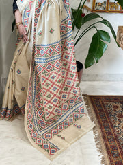 Handmade Sindhi Kadhai Saree with Mirror Handwork in Pure Silk