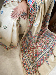Handmade Sindhi Kadhai Saree with Mirror Handwork in Pure Silk