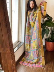 Handpainted Kalamkari Dupatta in Chennuri Silk