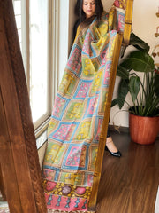 Handpainted Kalamkari Dupatta in Chennuri Silk