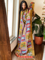 Handpainted Kalamkari Dupatta in Chennuri Silk