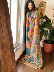 Handpainted Kalamkari Dupatta in Chennuri Silk