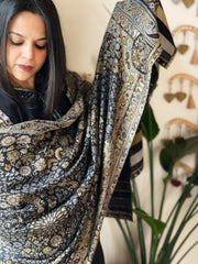 Black Woven Kaani Jaal Pashmina Stole