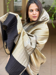 Black Zari Reversible Woollen Shawl