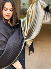 Black Zari Reversible Woollen Shawl