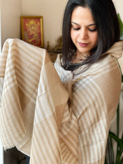 Off-White, Brown Woven Pashmina Check Design Stole