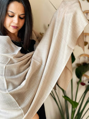 Off-White, Lite Brown Woven Pashmina Check Design Stole