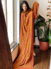 Mustard Hand Embroidered Dupatta in Georgette