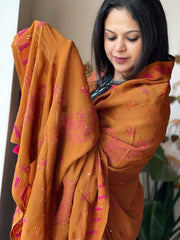 Mustard Hand Embroidered Dupatta in Georgette