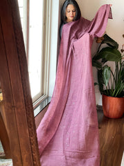 Dark Mauve Hand Embroidered Dupatta in Georgette