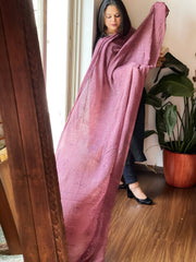 Dark Mauve Hand Embroidered Dupatta in Georgette