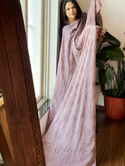Lavender Hand Embroidered Dupatta in Georgette