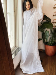White Kota Cotton Dupatta with Thread Embroidered Border