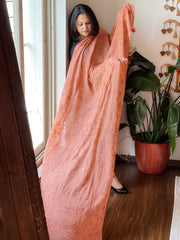 Peach Hand Embroidered Dupatta in Georgette