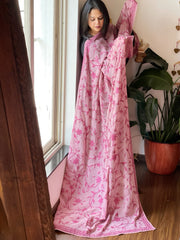 Lite Pink Hand Embroidered Dupatta in Georgette