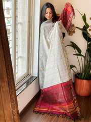 Handwoven Ikat Dupatta Pure Silk-Cotton