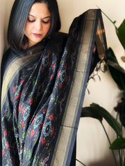 Handwoven Ikat Dupatta Pure Silk-Cotton