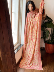 Beige Hand Embroidered Dupatta in Georgette