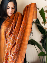 Handwoven Ikat Dupatta Pure Silk-Cotton