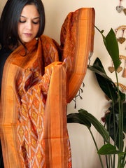 Handwoven Ikat Dupatta Pure Silk-Cotton