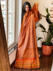 Handwoven Ikat Dupatta Pure Silk-Cotton