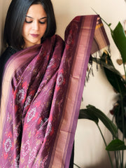 Handwoven Ikat Dupatta Pure Silk-Cotton