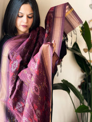 Handwoven Ikat Dupatta Pure Silk-Cotton