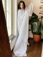 White Kota Cotton Dupatta with Embroidery