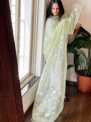 Green Applique handwork Dupatta in Kota Cotton
