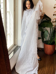 White Kota Cotton Dupatta with Embroidery and foil mirror work