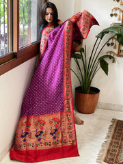 Bandhani with Woven Paithani Dupatta in Fine Blended Silk