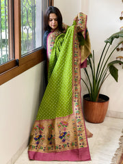 Bandhani with Woven Paithani Dupatta in Fine Blended Silk