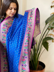 Bandhani with Woven Paithani Dupatta in Fine Blended Silk