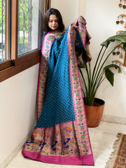 Bandhani with Woven Paithani Dupatta in Fine Blended Silk