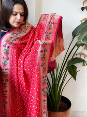 Bandhani with Woven Paithani Dupatta in Fine Blended Silk