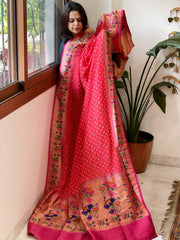 Bandhani with Woven Paithani Dupatta in Fine Blended Silk