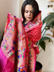 Bandhani with Woven Paithani Dupatta in Fine Blended Silk