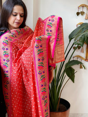 Bandhani with Woven Paithani Dupatta in Fine Blended Silk