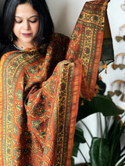 Rust Ajrakh Handblock Printed Dupatta on Chanderi Silk